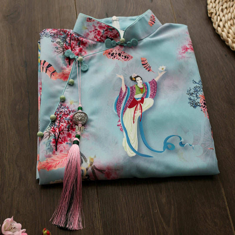 孕妇旗袍怀孕期夏年轻款改良宽松清装旗袍遮肚A字版连衣裙小个子