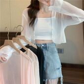 短外套女夏季 新款 洋气时尚 雪纺冰丝防晒衫 减龄宽松别致空调衫 上衣