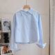 女春秋季 新款 韩版 法式 时髦百搭小衫 简约衬衫 盐系时尚 上衣 纯棉短款
