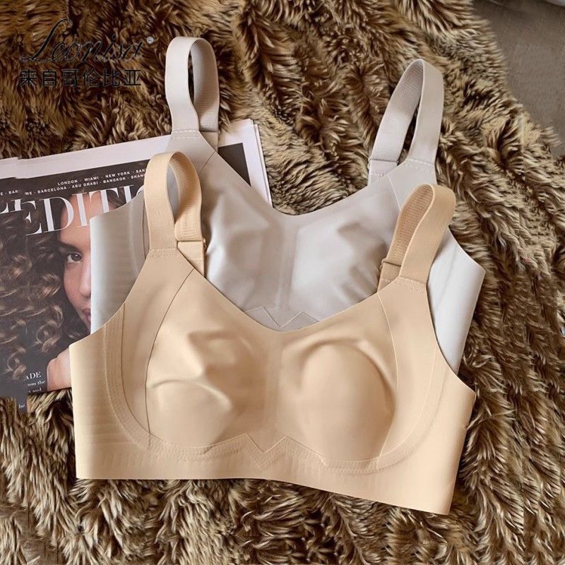 薄款无痕内衣女大胸显小显瘦无钢圈兔耳朵收副乳防下垂大码文胸