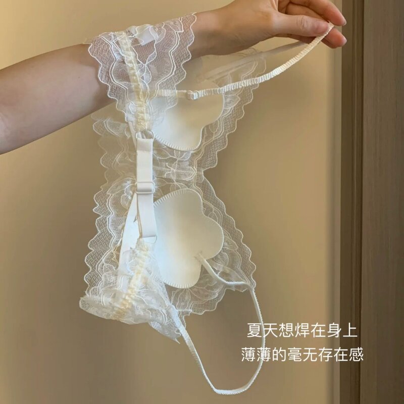 露背好好搭!法式蕾丝内衣女薄款小胸聚拢性感细肩带美背文胸罩薄