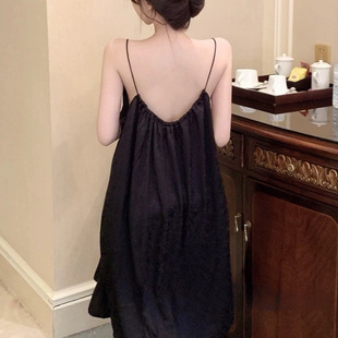2025夏季新款吊带睡衣女冰丝露背纯欲风宽松甜美可爱睡裙家居服
