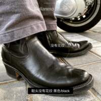 Dark retro ankle boots, the same style as Yongsheng's embroidered Western cowboy boots, American motorcycle boots, and Amekaki R18 boots thumbnail 3