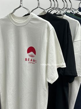【福利款】BEAMS兔年限定日系宽松纯棉富士山印花红绳短袖T恤