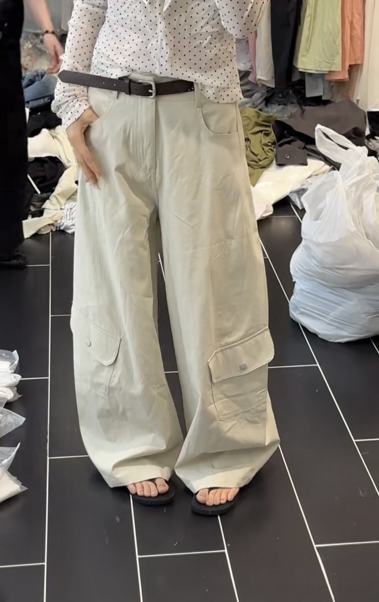 N+PLUS设计感高腰阔腿工装裤女2026夏新款宽松休闲时尚百搭拖地裤