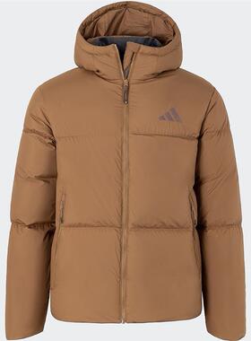 阿迪达斯2025男装冬季新款保暖外套休闲连帽面包羽绒服舒适JV6189