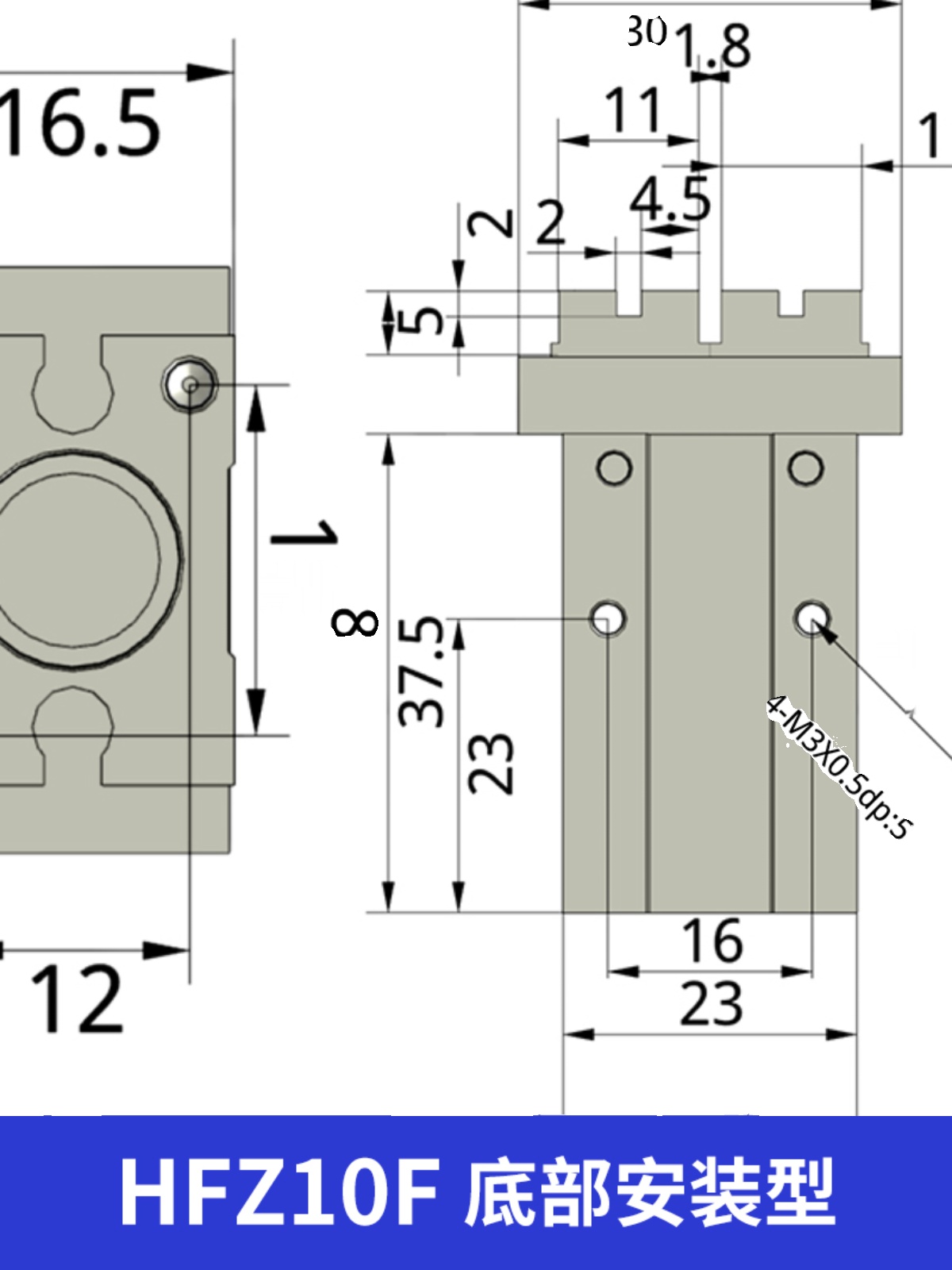 亚德客型HFZ6F 10F 16F 20F 25F 32F 40F 单动常开型 气动手指i.