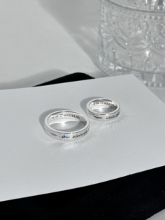 Bell定制/宽面流星情侣对戒s925纯银闭口指环纪念日礼物送女友