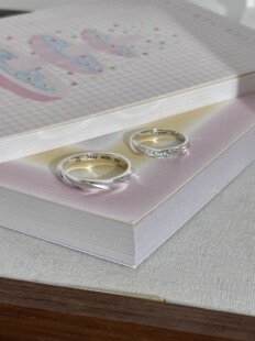 Bell定制/心意交织情侣对戒s925纯银闭口指环纪念日礼物送女友