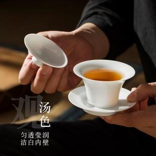 景德镇马蹄盖碗 薄胎70cc小盖碗单个三才盖碗茶杯白瓷陶瓷茶碗