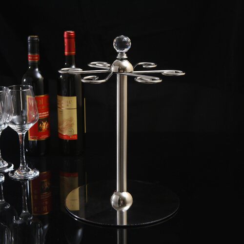 旋转不锈钢家用酒吧台玻璃杯倒挂香槟单层红酒杯架