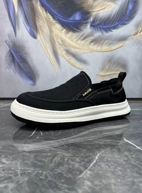 帕达索男鞋2025夏季新款一脚蹬舒适网面透气软底休闲乐福鞋240530