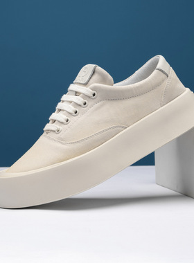 帕达索男鞋2025新款帆布透气休闲鞋百搭时尚厚底懒人板鞋男240543