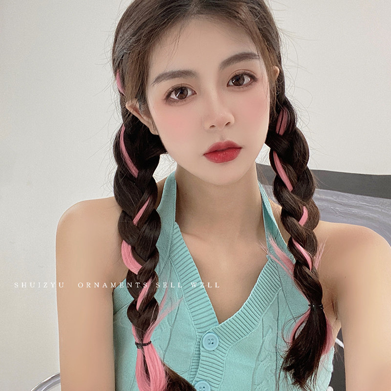 编发彩绳脏脏辫头绳脏辫发绳神器丝带儿童彩色假发片染发片彩带夏