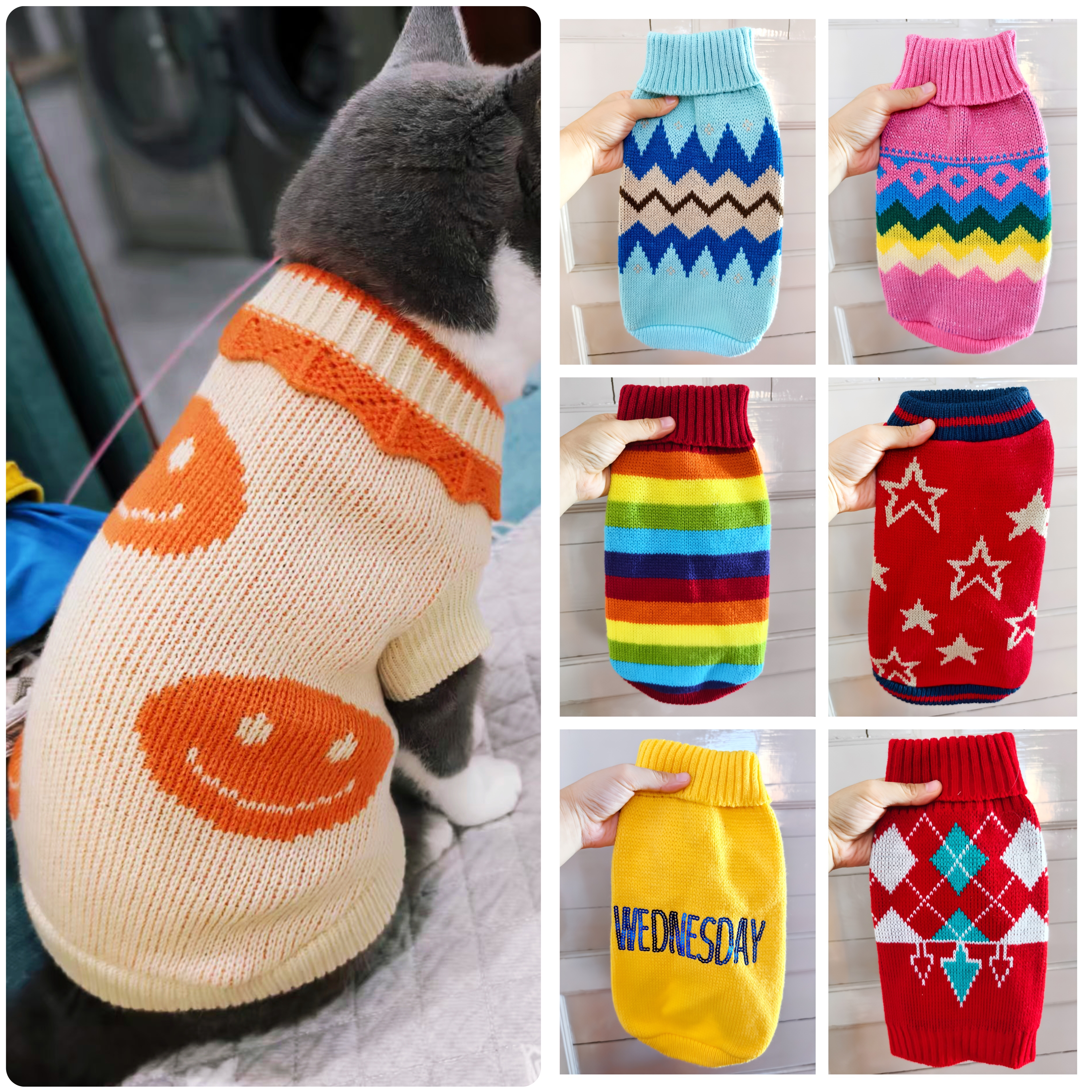宠物衣服狗狗猫咪毛衣秋冬装保暖针织衫中小型犬泰迪比熊博美毛衣