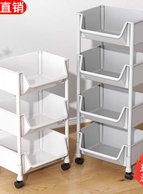 厨房置物架多功能移动小推车蔬菜篮落地柜零食放菜水果收纳筐书架