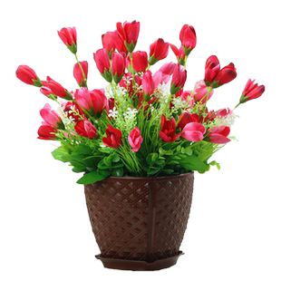 客厅室内郁金香装饰品餐桌假花仿真花束酒柜塑料花卉摆设盆栽摆件