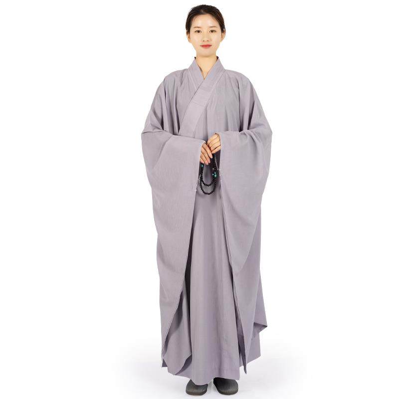 新法会用品僧服居士服不透明男女海清木兰色进口台湾麻料广袖海青