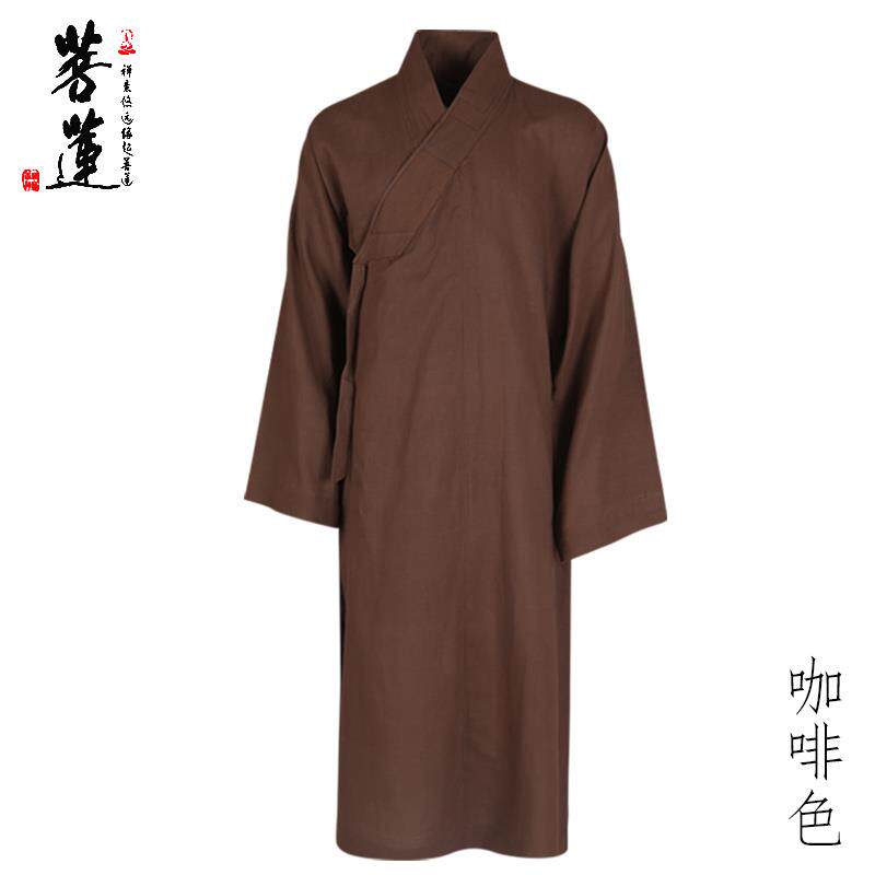 新品菩莲僧服长褂秋季男女亚麻棉麻和尚服居士服出家人大褂僧衣僧