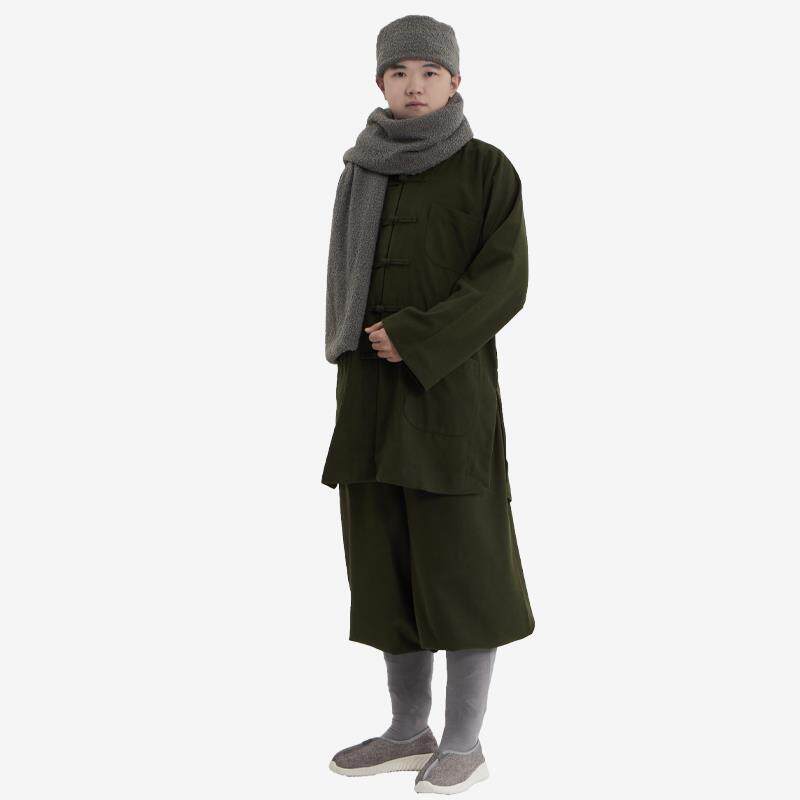 新品意尘僧服冬季短褂毛呢小褂双层加厚保暖僧衣大褂和尚服出家人