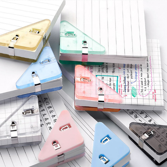 5个装多功能三角夹透明直角边角夹书夹子资料防卷边手账固定器