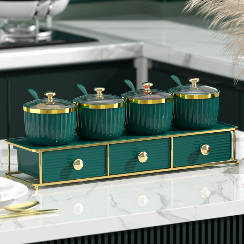 调料罐厨房家用组合套装调味瓶高端调料盒味精佐料收纳盒盐罐双层