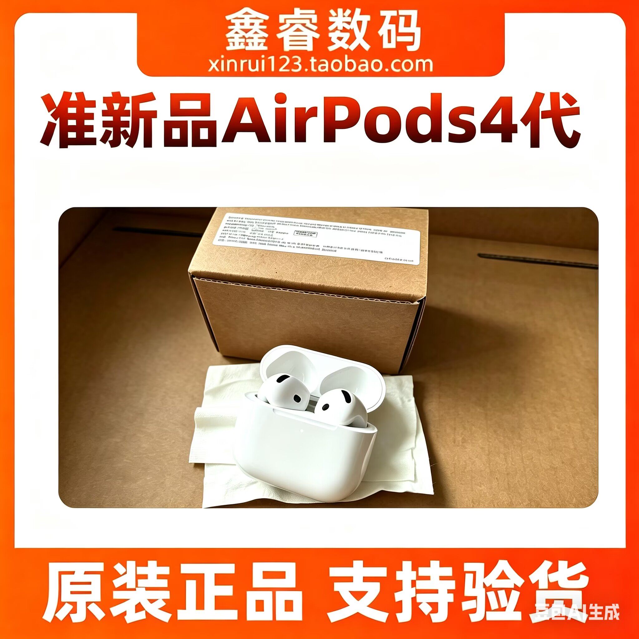 AirPods 4 (支持主动降噪)无线蓝牙耳机普通款C口airpods四代