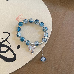 碎花蝴蝶手链ins小众琉璃手串送闺蜜好友学生党高颜值礼物儿童女