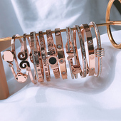 网红爆款 玫瑰金钛钢时尚 手镯女士ins小众设计高级感精致不掉色子