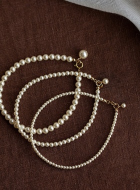 施家珍珠手链14K包金极细手串