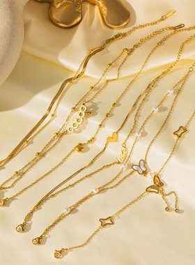 18k金脚链女不掉色钛钢轻奢精致ins小众设计高级感足链脚饰士生潮