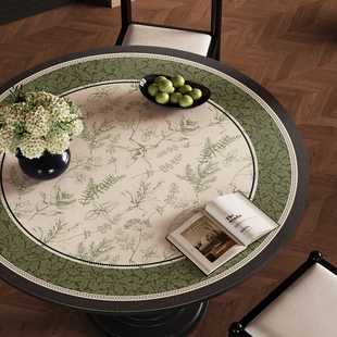 法式圆桌桌垫轻奢高级感圆形茶几桌布防水防油免洗防烫桌面保护垫