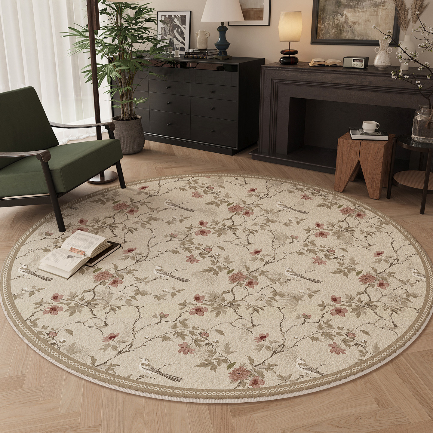 新中式圆形地毯毛绒冬季客厅沙发摇椅地垫轻奢卧室床边衣帽间脚垫,居家布艺,地毯,淘宝优惠券,粉丝福利购,淘宝优惠卷