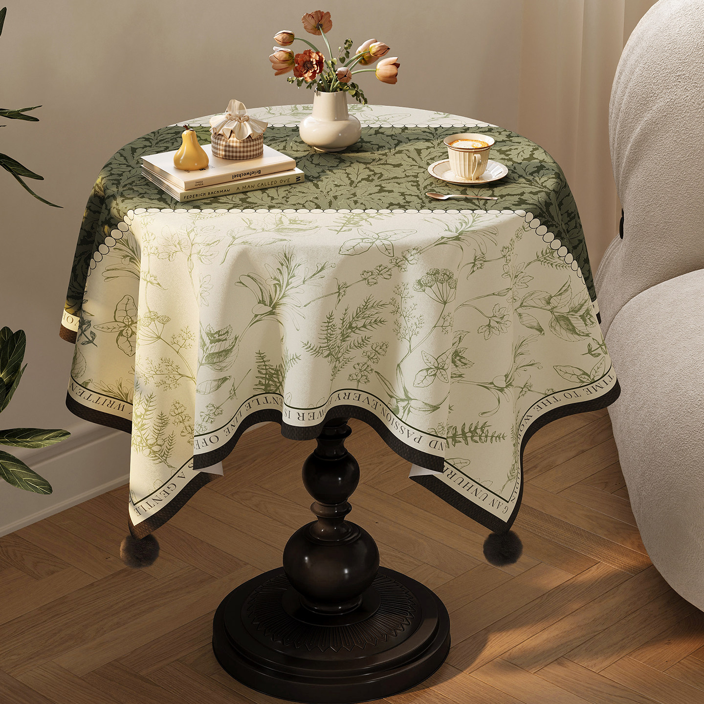 中古风圆桌桌布法式复古轻奢高级感2025新款圆形茶几盖布氛围感,居家布艺,桌布,淘宝优惠券,粉丝福利购,淘宝优惠卷