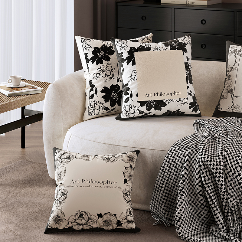 法式轻奢风抱枕客厅沙发靠垫绒布高级腰枕靠背垫抱枕套含芯可拆洗
