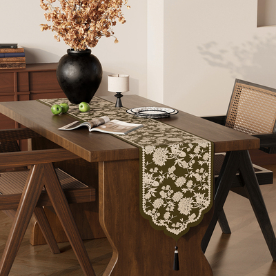 中古风桌旗轻奢高端餐桌旗布茶台茶旗桌布棉麻长条电视柜斗柜盖布