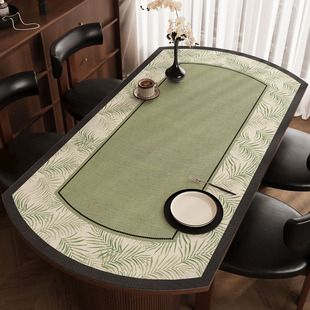 中古风法式折叠圆桌垫轻奢高级感餐桌布防水防油免洗椭圆形茶几垫