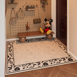 中古风入户地垫门口除尘耐脏免洗脚踏垫丝圈进门蹭土防滑垫可裁剪