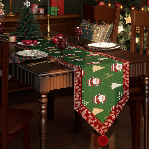 圣诞节桌旗客厅餐桌旗布氛围感装饰布置卡通高级感长条茶几桌布