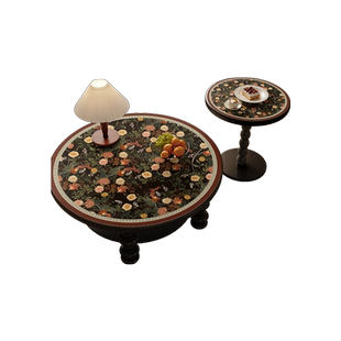 小茶几圆桌桌布美式高级感轻奢防水防油氛围感免洗皮革圆形桌垫