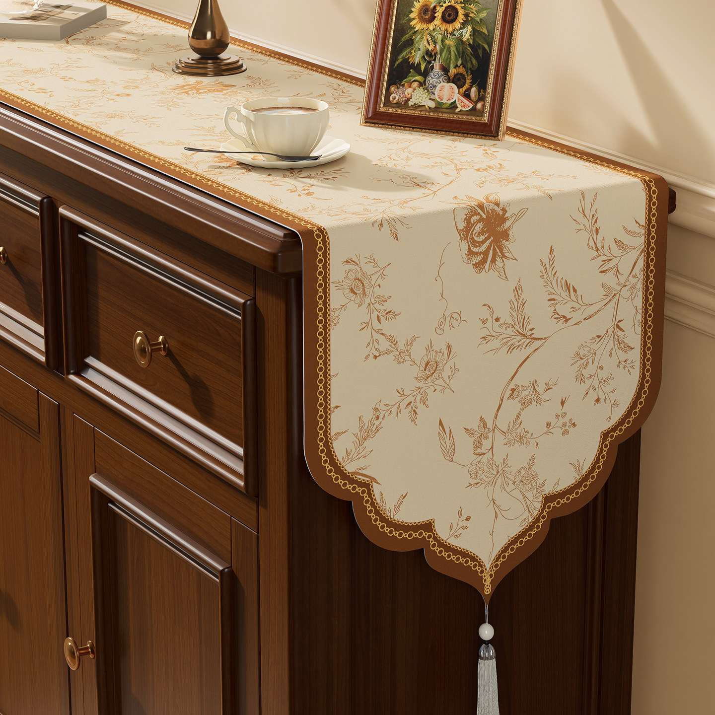 法式复古斗柜盖布柜子桌旗轻奢高端高级感茶几桌布长条餐桌桌旗布