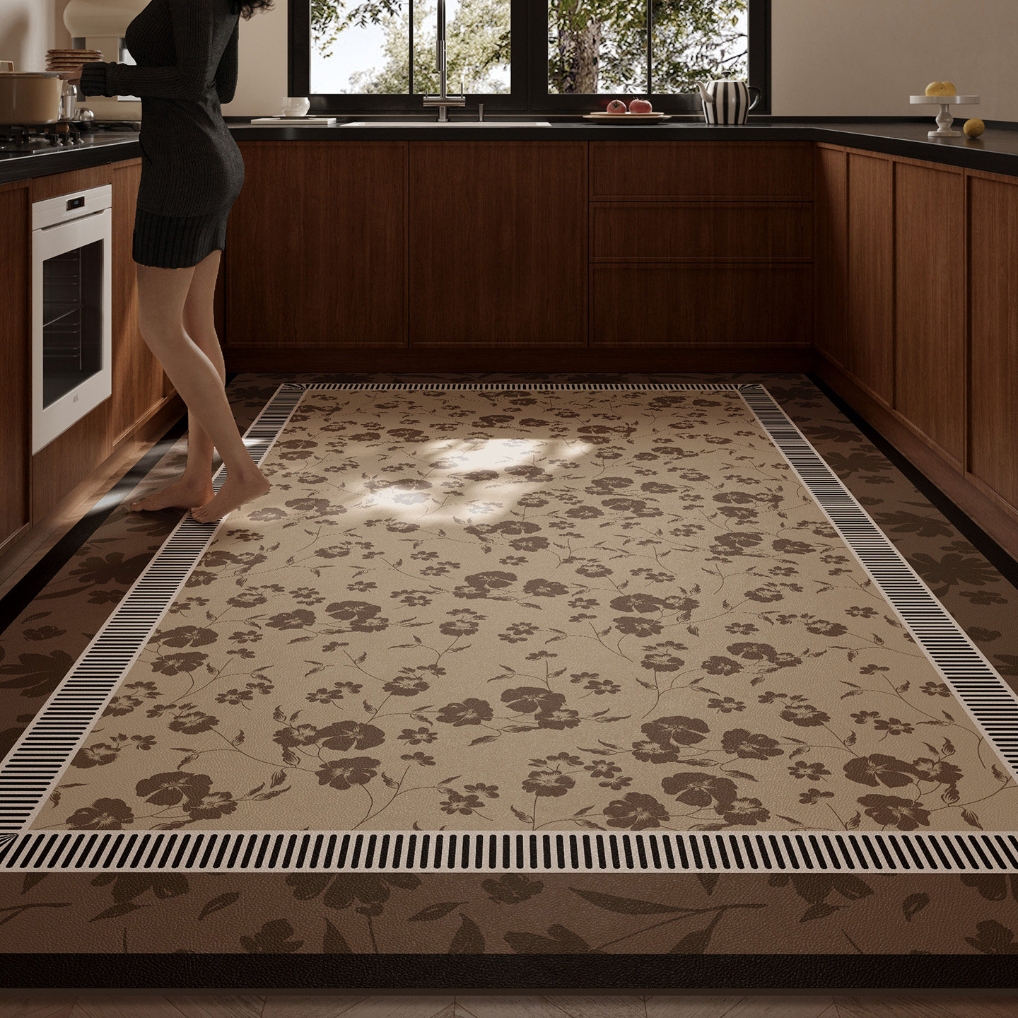 中古风厨房地垫防滑防油可擦免洗pvc皮革地毯垫厨房防水整铺地垫,居家布艺,厨房地垫,淘宝优惠券,粉丝福利购,淘宝优惠卷