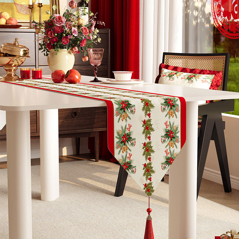 圣诞桌旗高级感新年节日氛围感布置红色喜庆新款餐桌长条茶几旗布,居家布艺,桌旗,淘宝优惠券,粉丝福利购,淘宝优惠卷