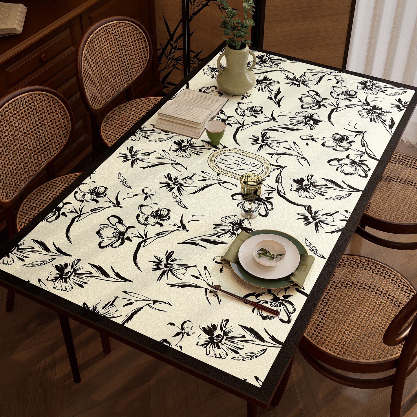 法式复古餐桌垫高级感防水防油桌布2025新款免洗防烫桌面保护垫子