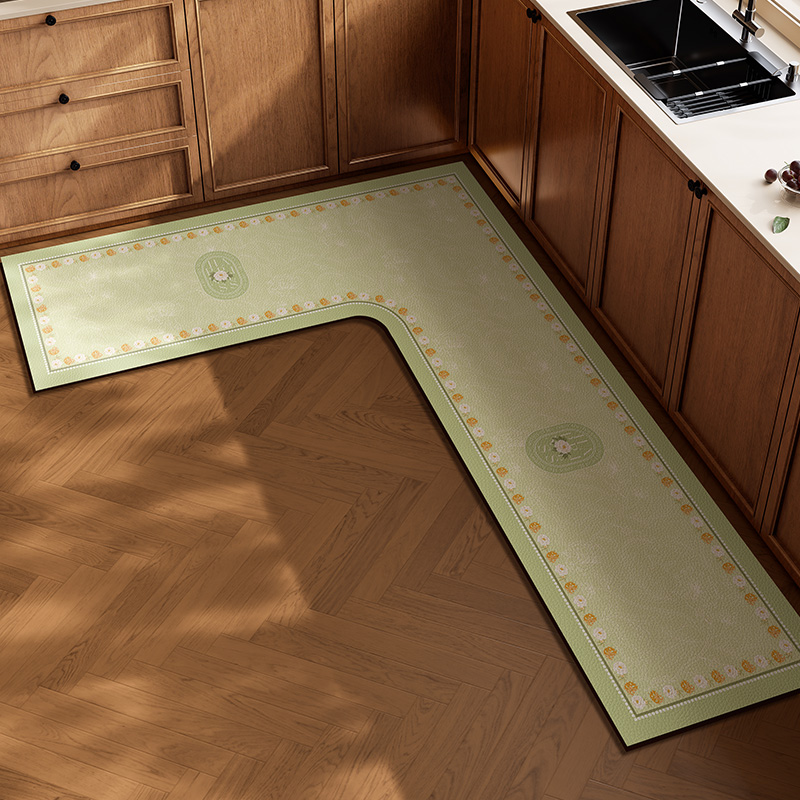 法式厨房专用地垫L形防滑防油可擦免洗耐脏家用皮革pvc脚垫地毯