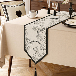 新中式桌旗客厅红木茶几茶桌茶旗茶室茶台盖布长条垫布轻奢高级感