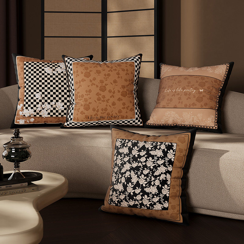 中古风抱枕复古轻奢高级感客厅沙发靠枕床头飘窗靠背垫可拆洗