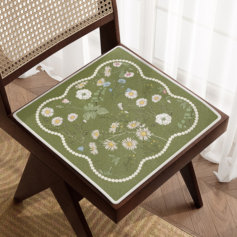 法式冰丝凉席坐垫夏季新款办公室电脑椅垫汽车久坐凉爽透气防滑垫