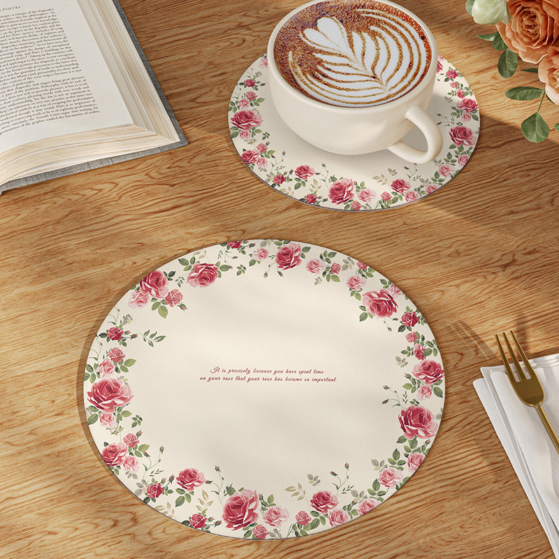 美式复古防水防油免洗隔热圆形杯垫防烫锅垫防滑餐盘垫轻奢高级感,居家布艺,餐垫,淘宝优惠券,粉丝福利购,淘宝优惠卷