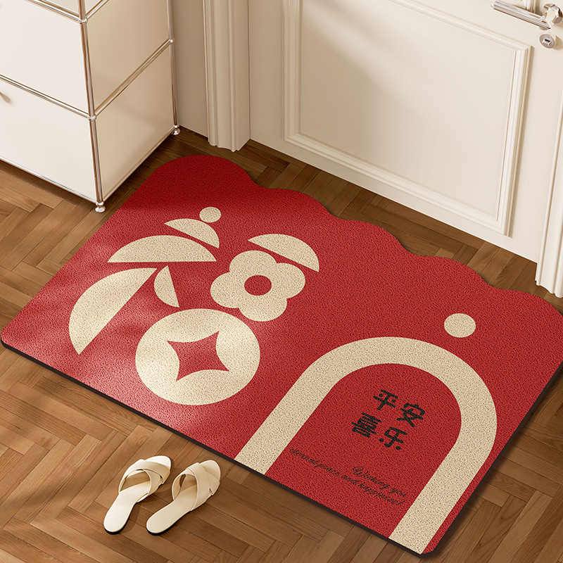 耐脏防滑垫红色喜庆进门玄关脚垫